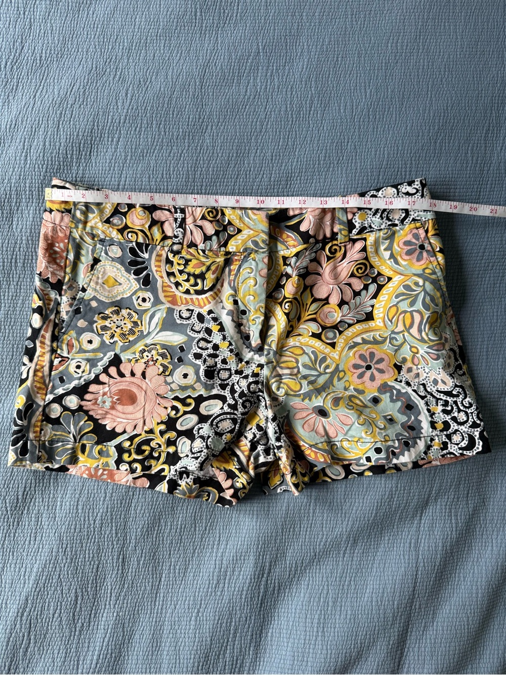 LOFT Paisley Floral Print Shorts - Black, Pink & Yellow